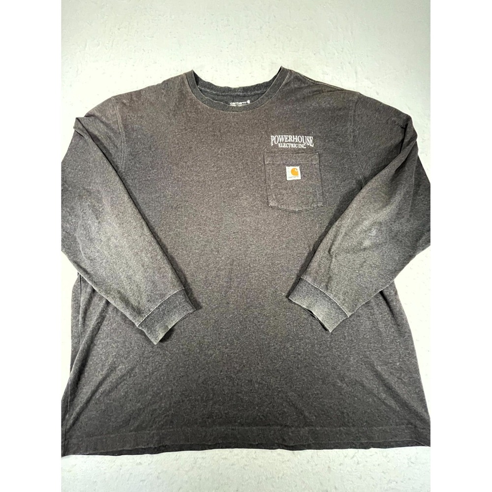Carhartt T-Shirt Mens 2XL Brown Loose Fit Pocket Powerhouse Electric Workwear